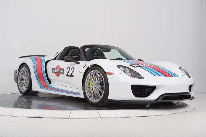 A beautiful Porsche 918 Spyder with a Martini livery is up for sale
