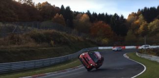 Man laps the Nurburgring with a Mini Cooper S doing a side wheelie Man laps the Nurburgring with a Mini Cooper S doing a side wheelie