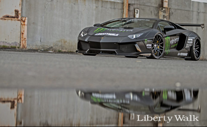 Liberty Walk presented three modified Lamborghini Aventadors